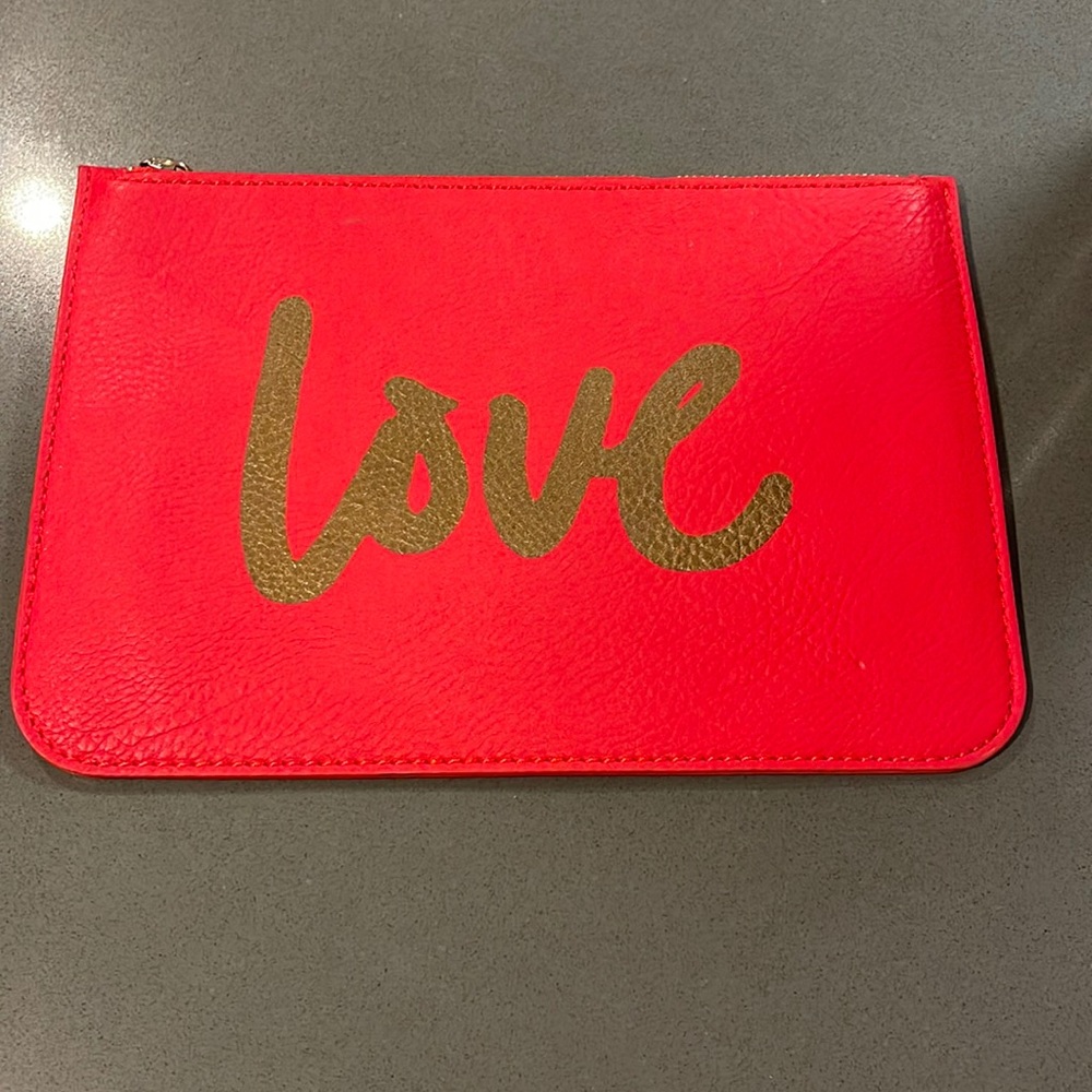 Loft NWT “Love” Wallet in Red & Gold with zipper.